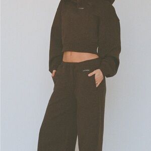 Layere 100% organic cotton wide-leg sweatpants – chocolate brown size XS